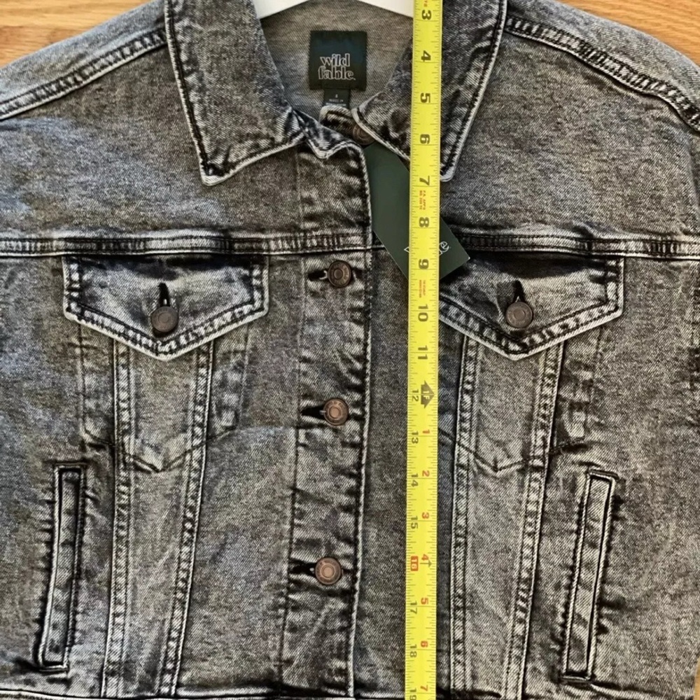 Wild Fable Cropped Denim Jean Jacket- Stone Washed Size S NEW - Picture 6 of 9